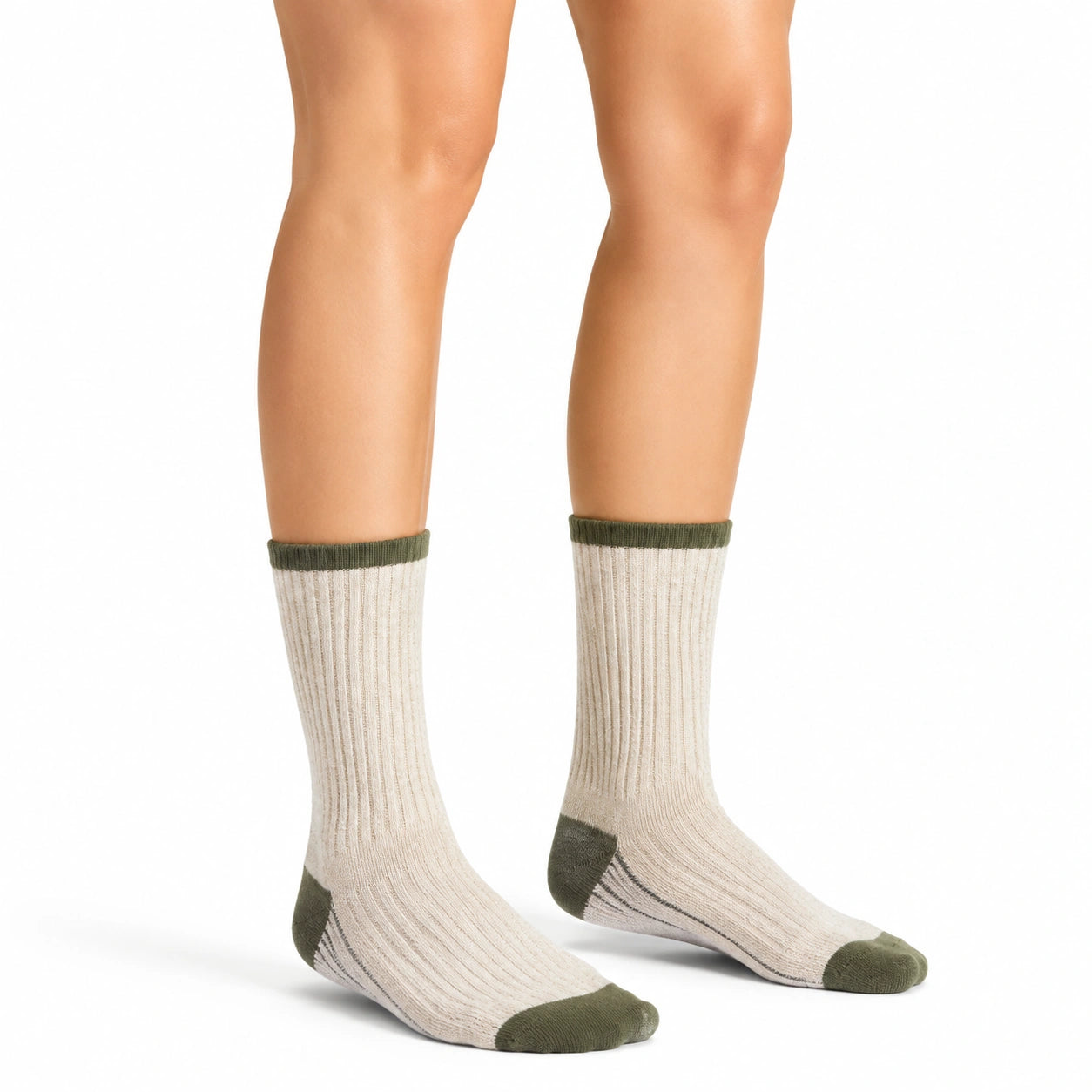 Calze a coste 35-38 beige e verde stile casual