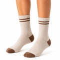 Calze sportive a coste 39-42 in maglia beige e marrone stile college
