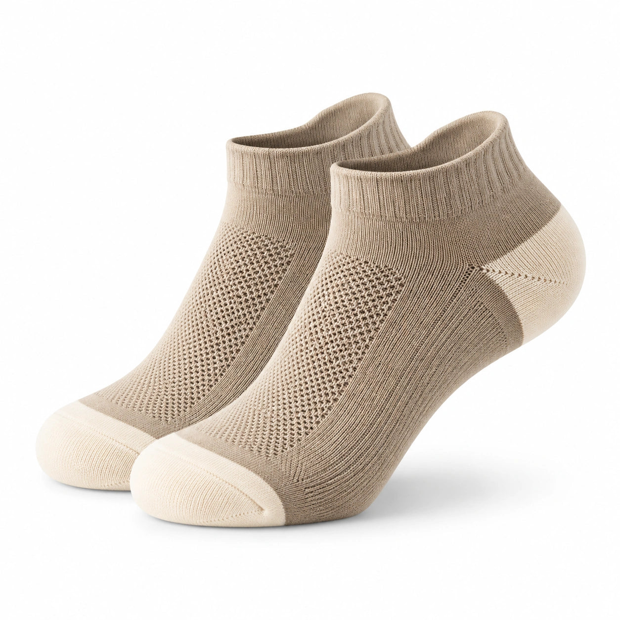 Calze alla caviglia 39-42 in tessuto a maglia beige e avorio - traspiranti
