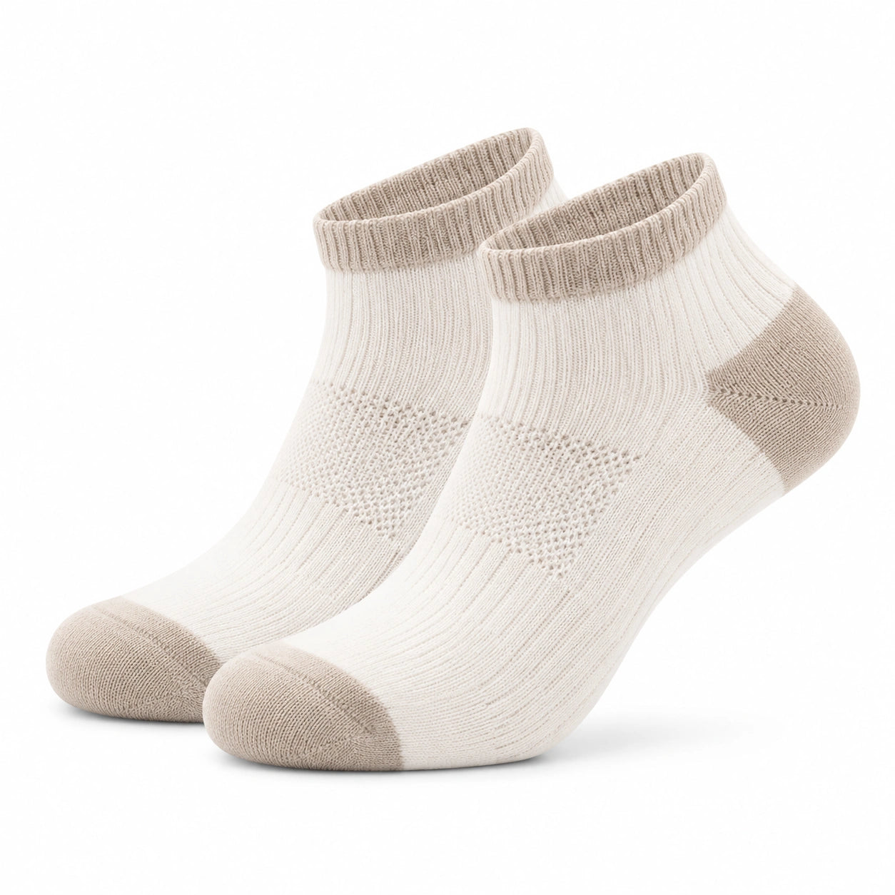 Calze corte 43-46 in maglia bianco panna e beige - traspiranti
