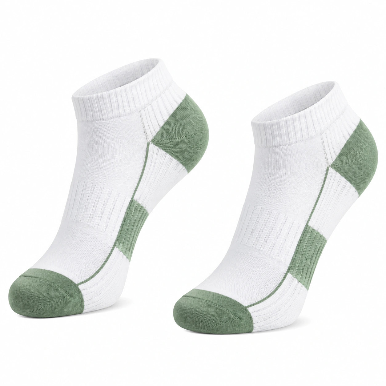 Calze sportive 43-46 in tessuto a maglia bianco e verde con supporto elastico