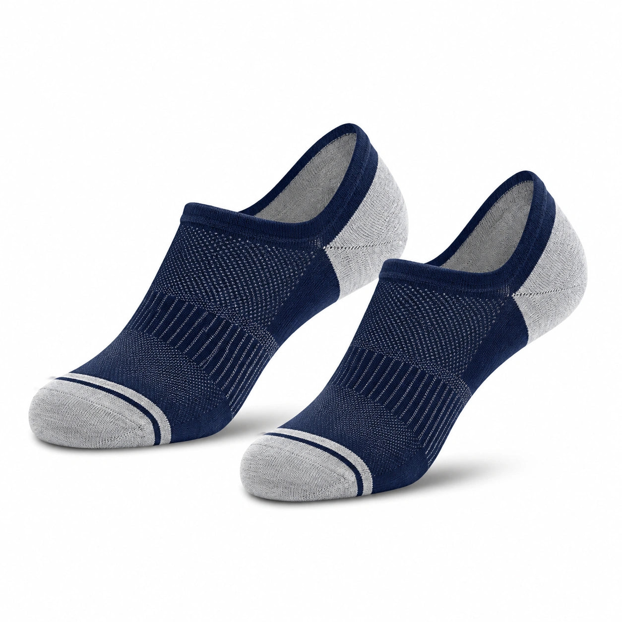 Calze corte 39-42 in tessuto a maglia blu navy e grigio - stile sportivo
