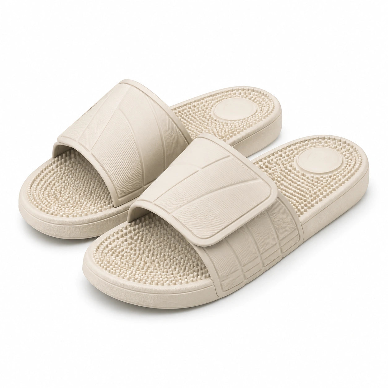 Ciabatte da bagno 38/39 in materiale sintetico beige con plantare massaggiante antiscivolo