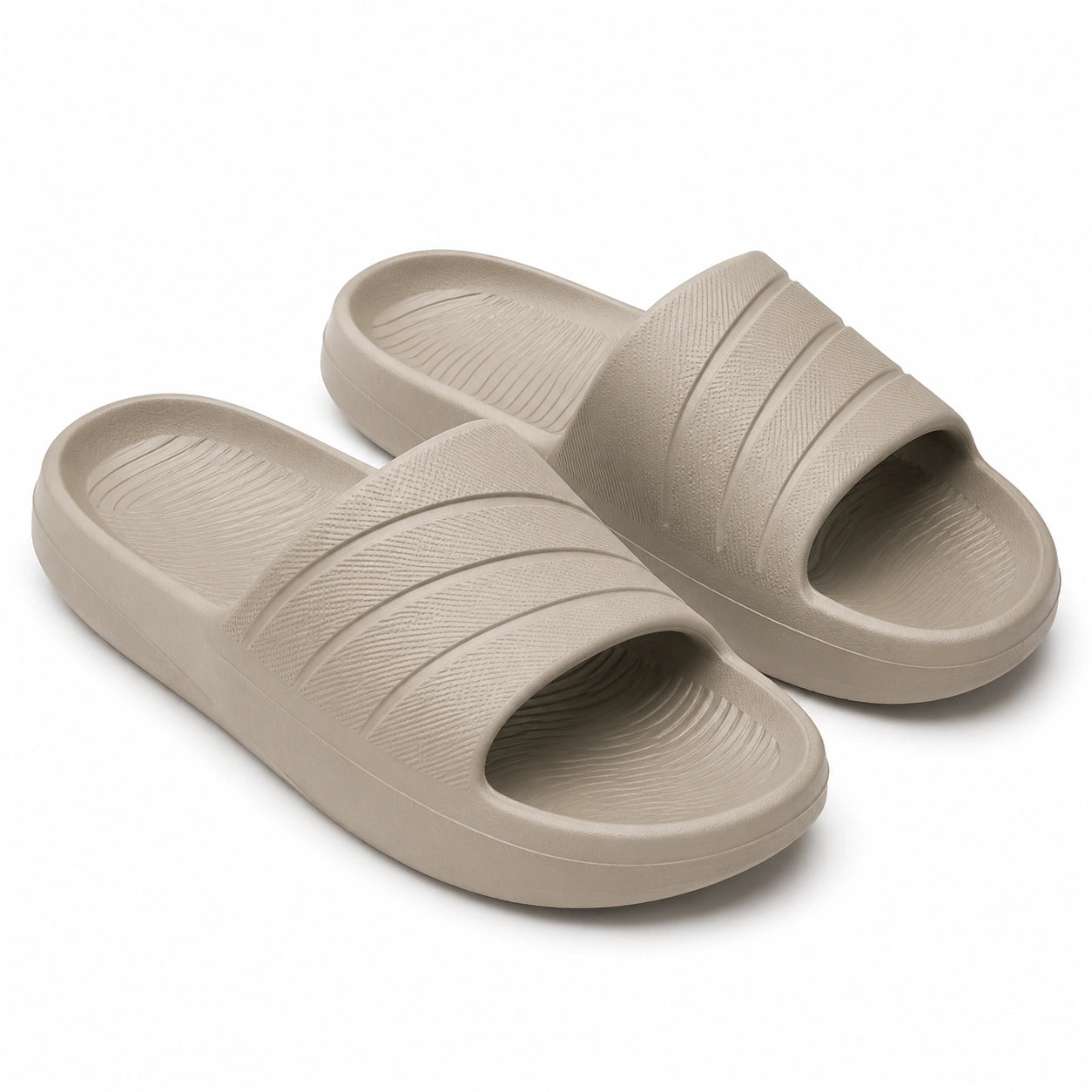 Ciabatte slide 42/43 in EVA beige con fascia ampia per uso quotidiano