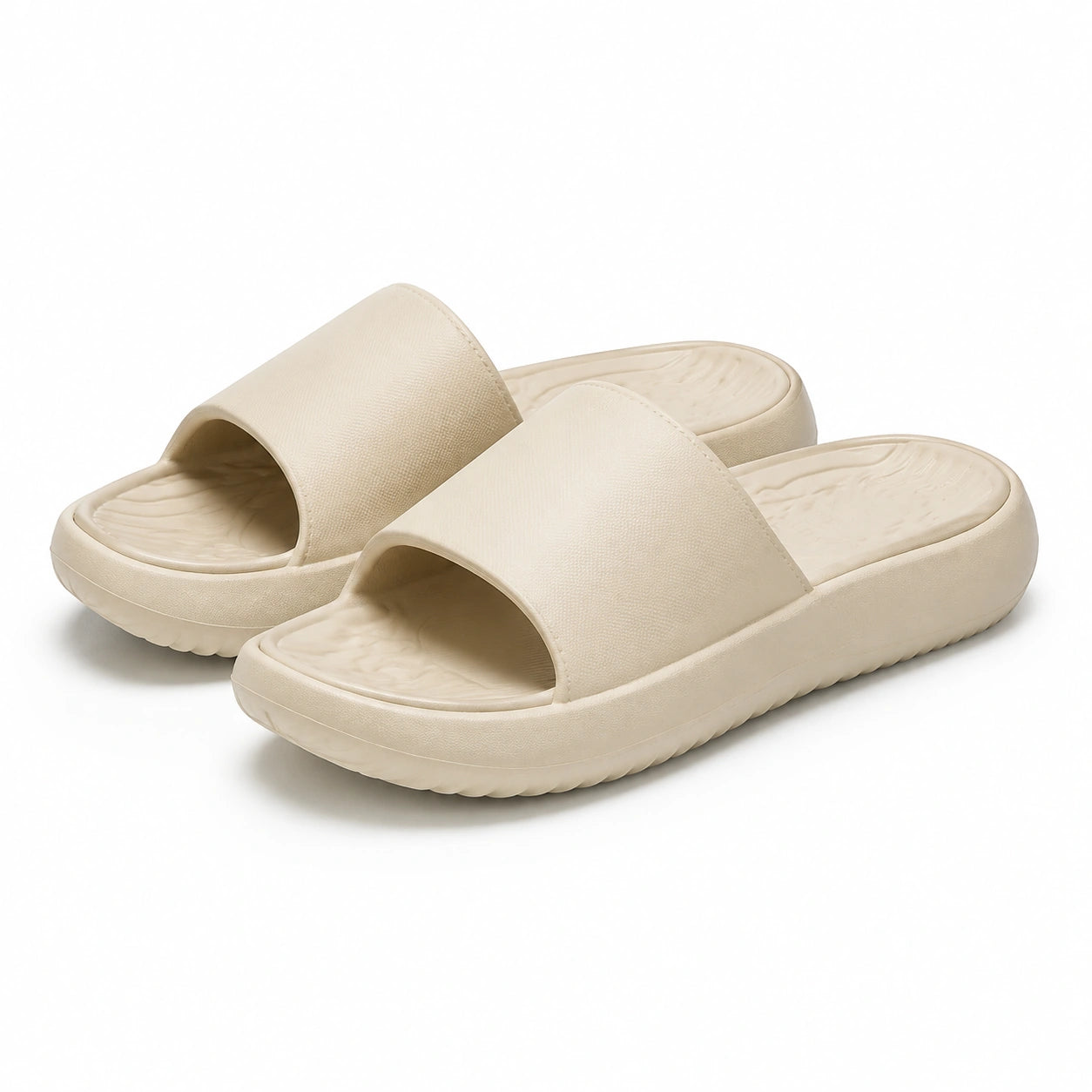 Ciabatte 42/43 in materiale sintetico beige - suola antiscivolo per casa e tempo libero