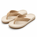 Infradito 42/43 beige con fascia intrecciata in tessuto - suola leggera per tempo libero