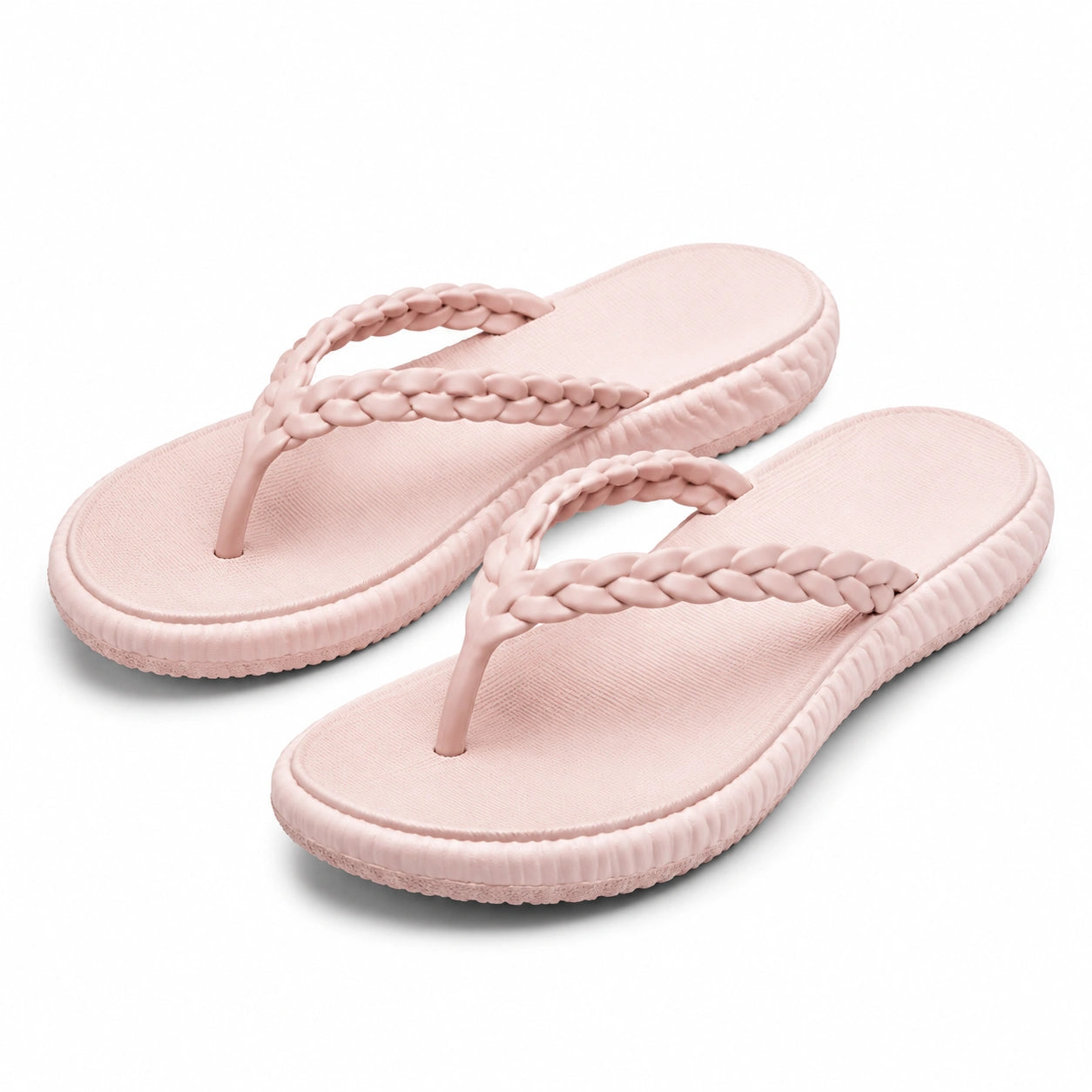 Infradito donna 42/43 rosa in materiale sintetico con fascette intrecciate