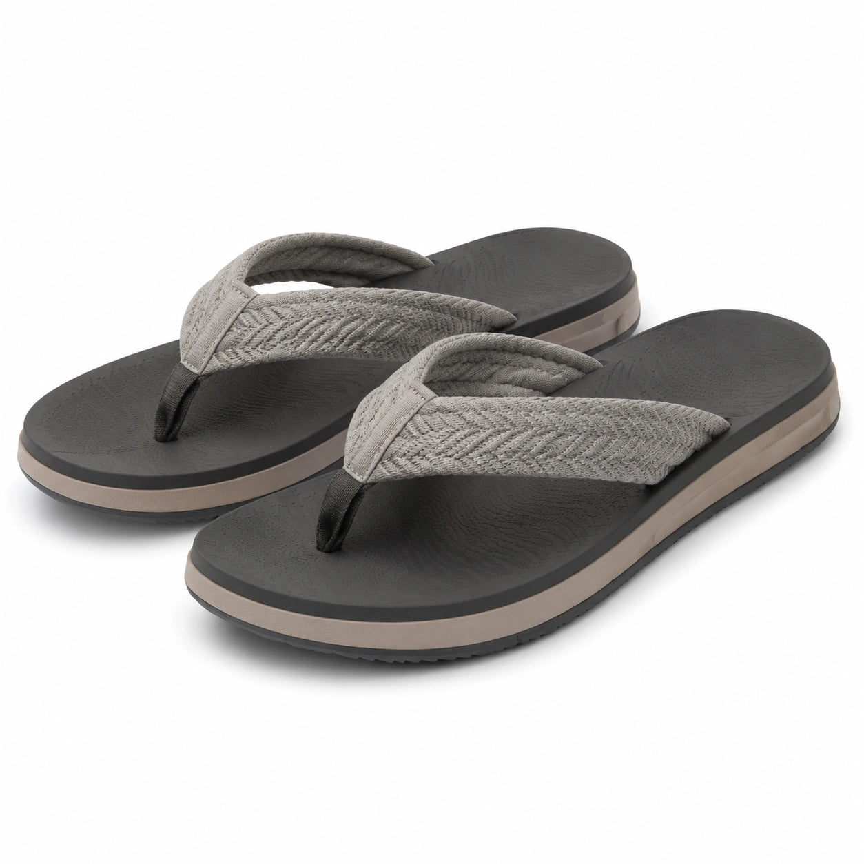 Infradito 42/43 grigio nero con fascia in tessuto - suola sintetica antiscivolo per tempo libero