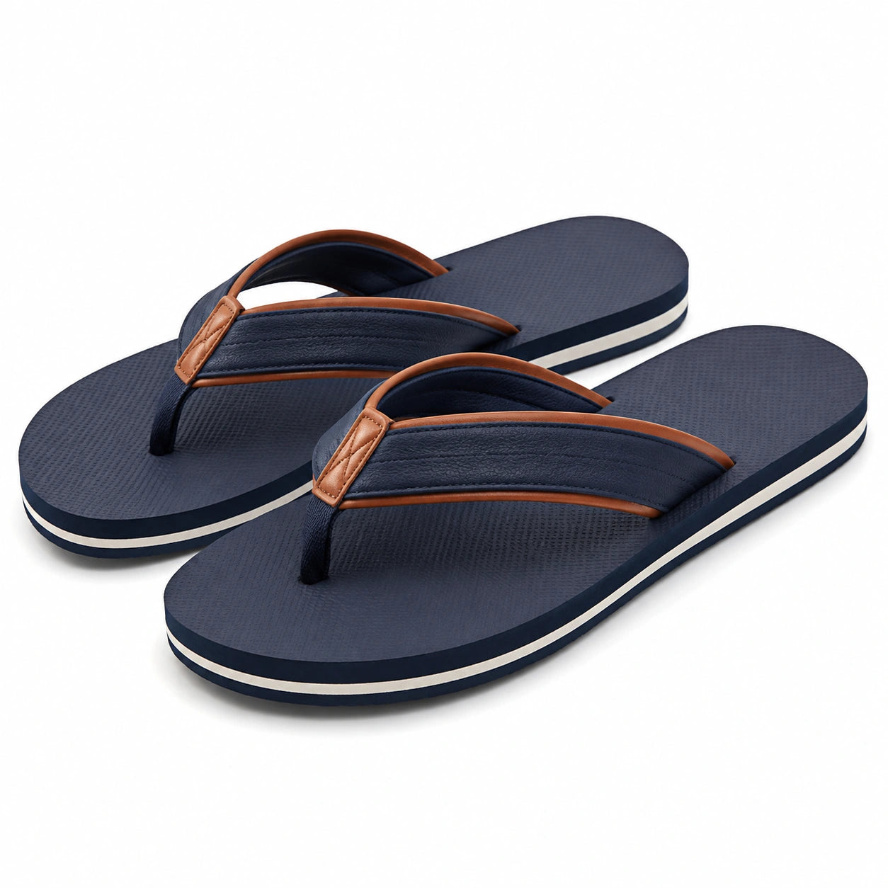 Infradito 40/41 blu navy e marrone in materiale sintetico per uso estivo