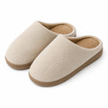 Pantofole da casa 40/41 in tessuto a coste beige con interno morbido chiuse
